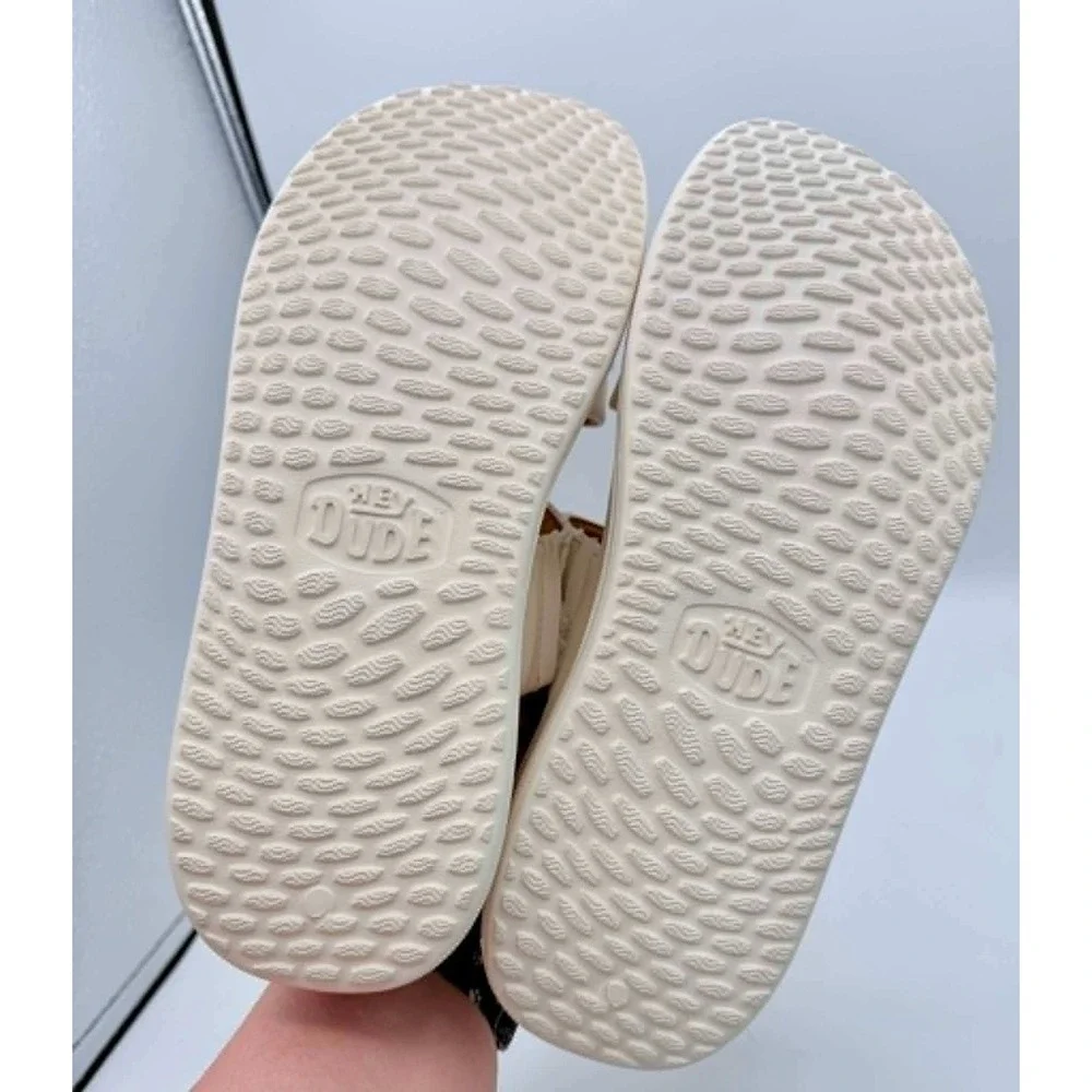 HEYDUDE Austin Slide Classic Platform Sandals Ivory White Womens Size 9 New
